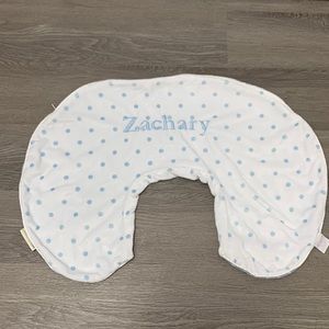 Pottery Barn Kids “Zachary” Monogrammed blue & white Boppy nursing pillow